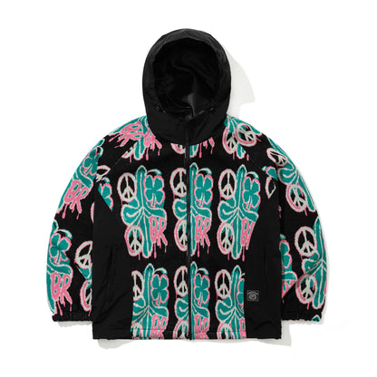 BSR2526FWJK073 PEACE BR JACQUARD HOODED JACKET BLACK