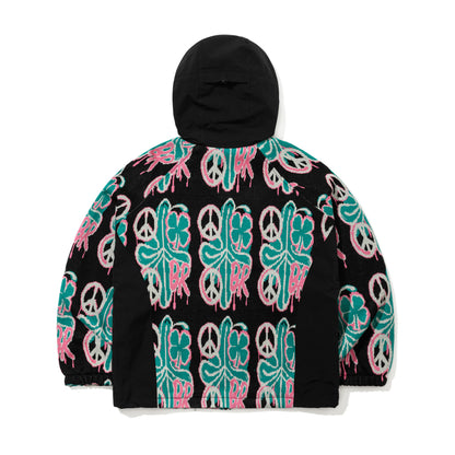 BSR2526FWJK073 PEACE BR JACQUARD HOODED JACKET BLACK