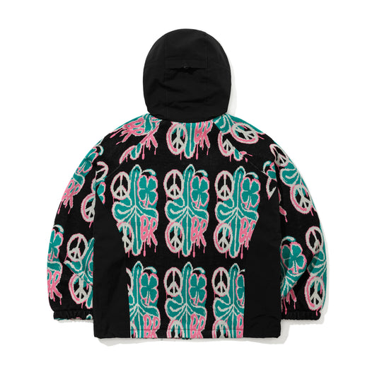 BSR2526FWJK073 PEACE BR JACQUARD HOODED JACKET BLACK