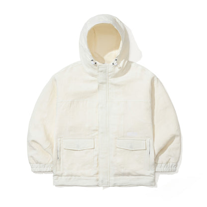 BSR2526FWJK076 CLASSY LINEN WIDE HOODED JACKET IVORY
