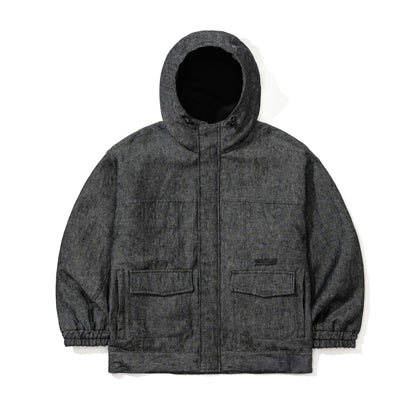 BSR2526FWJK077 CLASSY LINEN WIDE HOODED JACKET BLACK