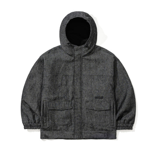 BSR2526FWJK077 CLASSY LINEN WIDE HOODED JACKET BLACK