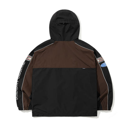 BSR2526FWJK080 PATCHED UTILITY HOODED JACKET JACKET BLACK / DARK BROWN