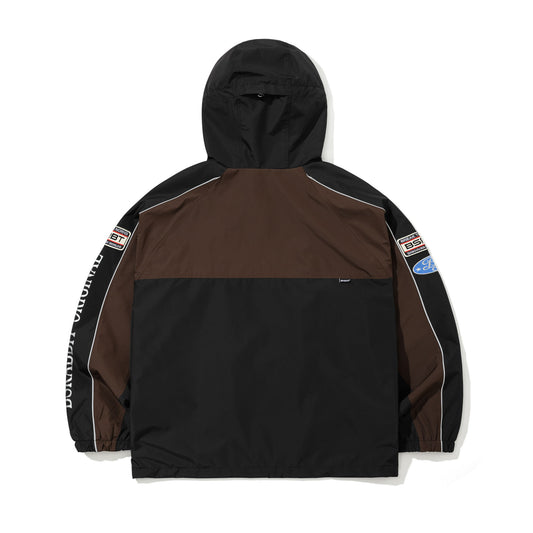 BSR2526FWJK080 PATCHED UTILITY HOODED JACKET JACKET BLACK / DARK BROWN