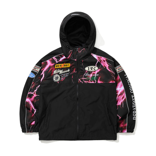 BSR2526FWJK081 PATCHED UTILITY HOODED JACKET JACKET BLACK / THUNDER PINK
