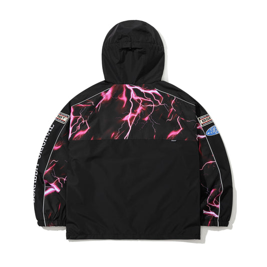BSR2526FWJK081 PATCHED UTILITY HOODED JACKET JACKET BLACK / THUNDER PINK
