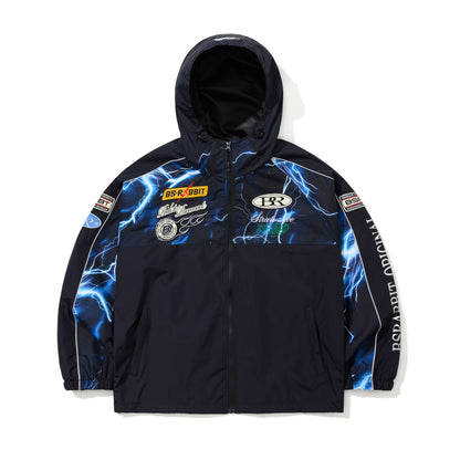 BSR2526FWJK082 PATCHED UTILITY HOODED JACKET JACKET NAVY / THUNDER BLUE