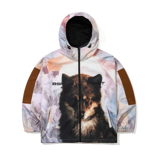 BSR2526FWJK084 Oosisoak1861 ART PRINT HOODED JACKET WOLF BROWN