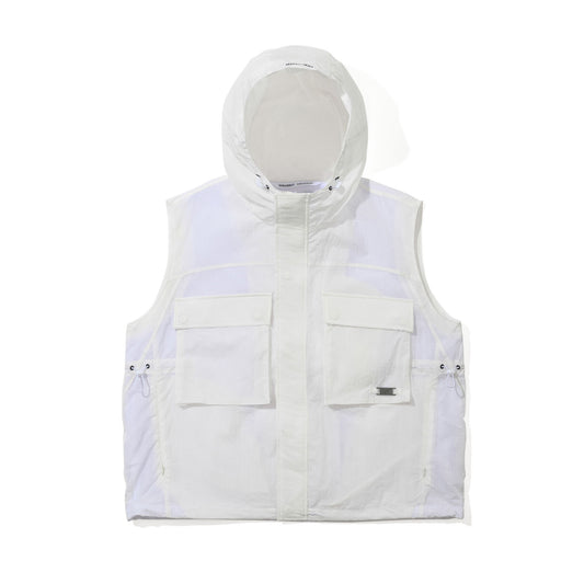 BSR2526FWJK134 BIG POCKET HOODED VEST WHITE