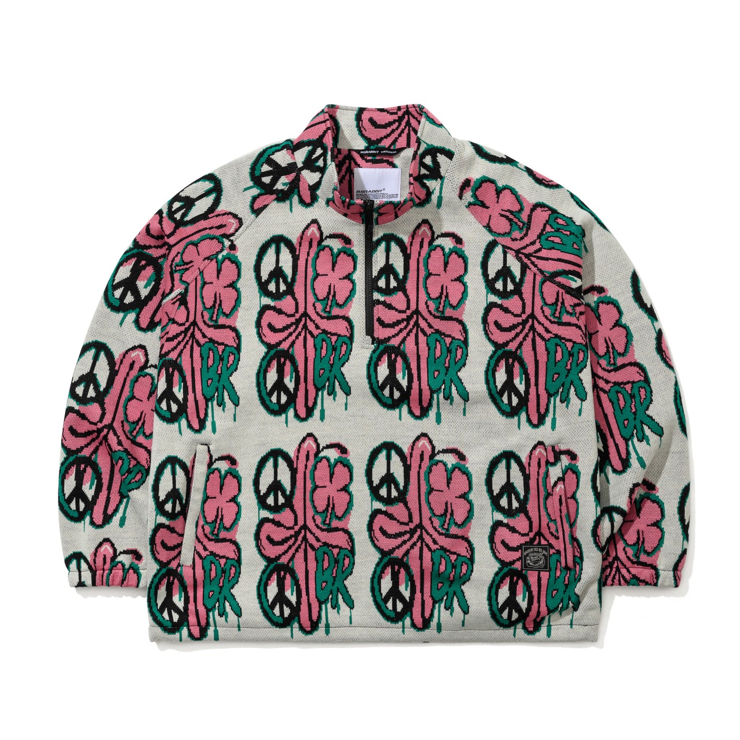 BSR2526FWJK140 PEACE BR JACQUARD ANORAK JACKET WHITE