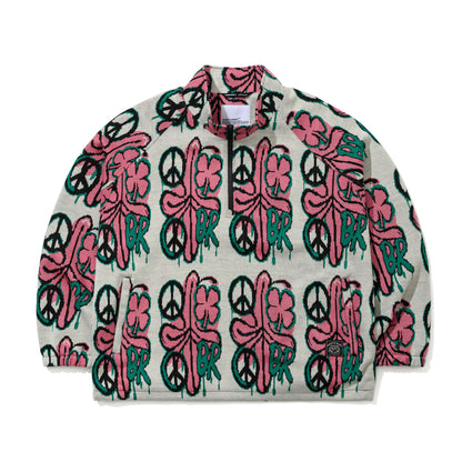 BSR2526FWJK140 PEACE BR JACQUARD ANORAK JACKET WHITE