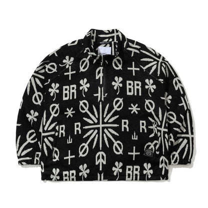 BSR2526FWJK142 BR JACQUARD ANORAK JACKET BLACK