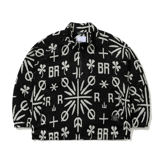 BSR2526FWJK142 BR JACQUARD ANORAK JACKET BLACK