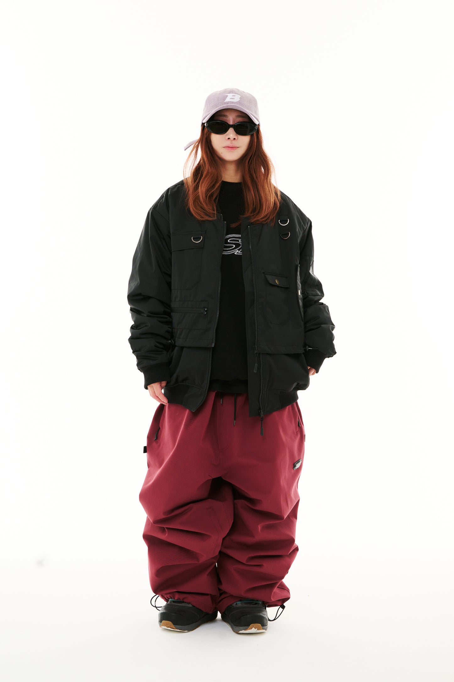 BSRABBIT LOGO COTTON SUPER WIDE VENTILATION PANTS BURGUNDY BSR2425FWPT046