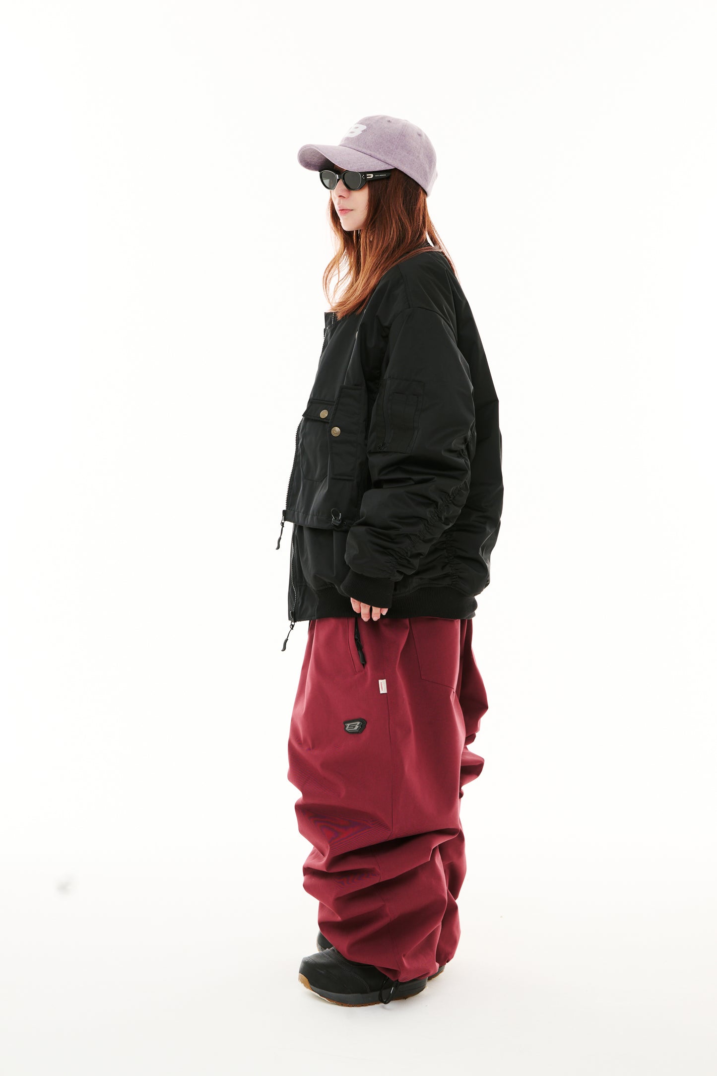 BSRABBIT LOGO COTTON SUPER WIDE VENTILATION PANTS BURGUNDY BSR2425FWPT046