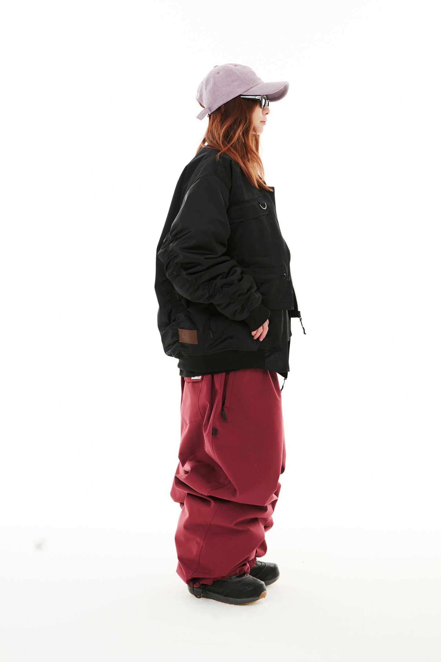 BSRABBIT LOGO COTTON SUPER WIDE VENTILATION PANTS BURGUNDY BSR2425FWPT046