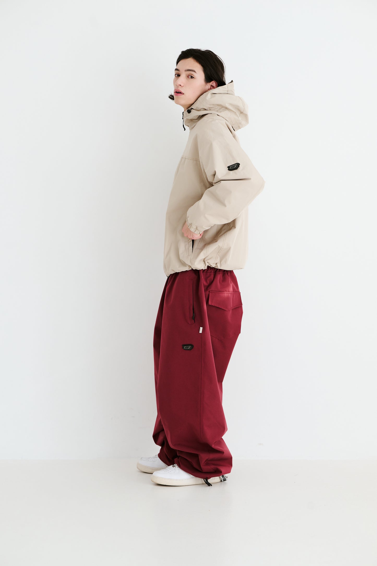 BSRABBIT LOGO COTTON SUPER WIDE VENTILATION PANTS BURGUNDY BSR2425FWPT046