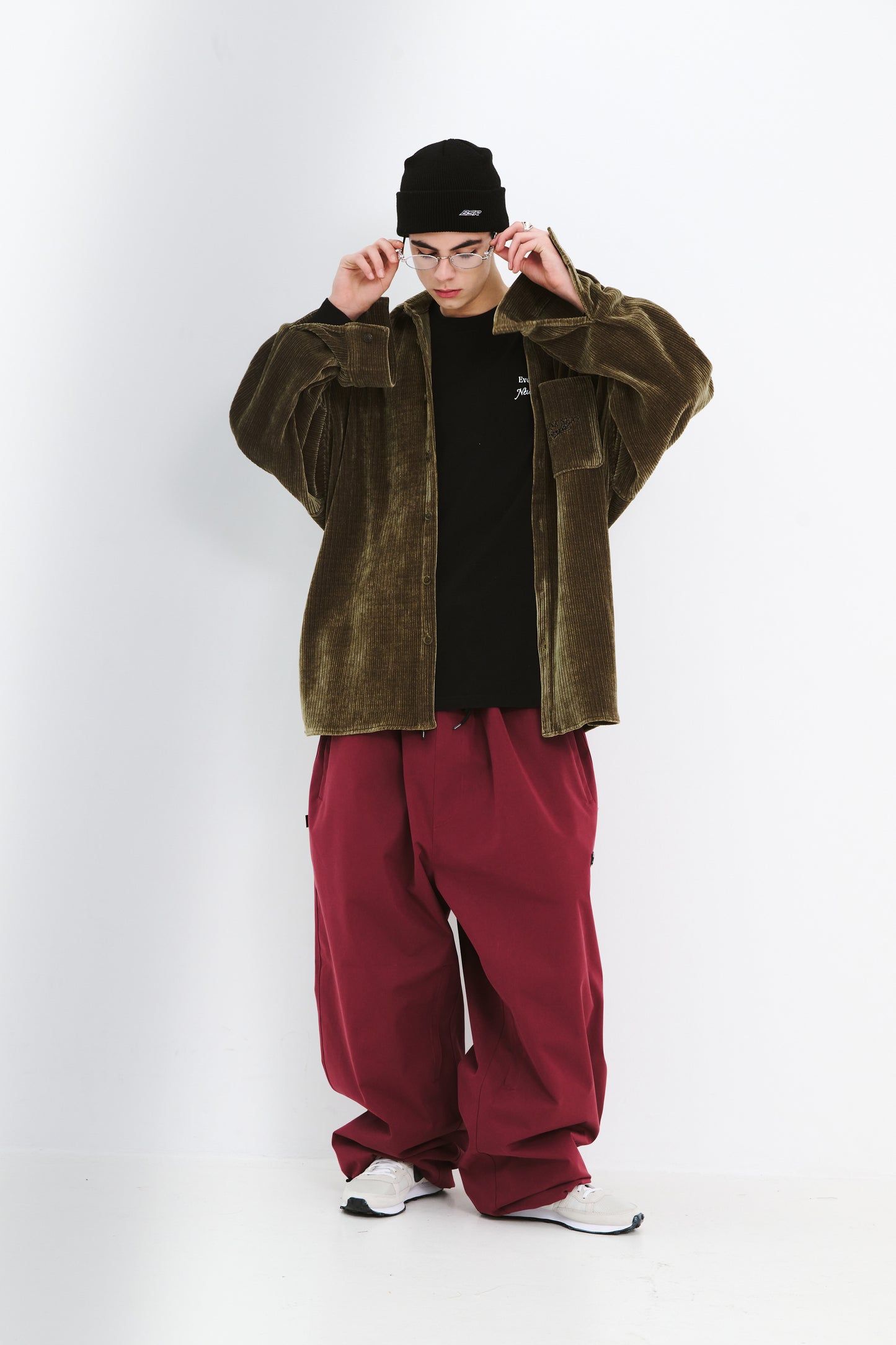 BSRABBIT LOGO COTTON SUPER WIDE VENTILATION PANTS BURGUNDY BSR2425FWPT046