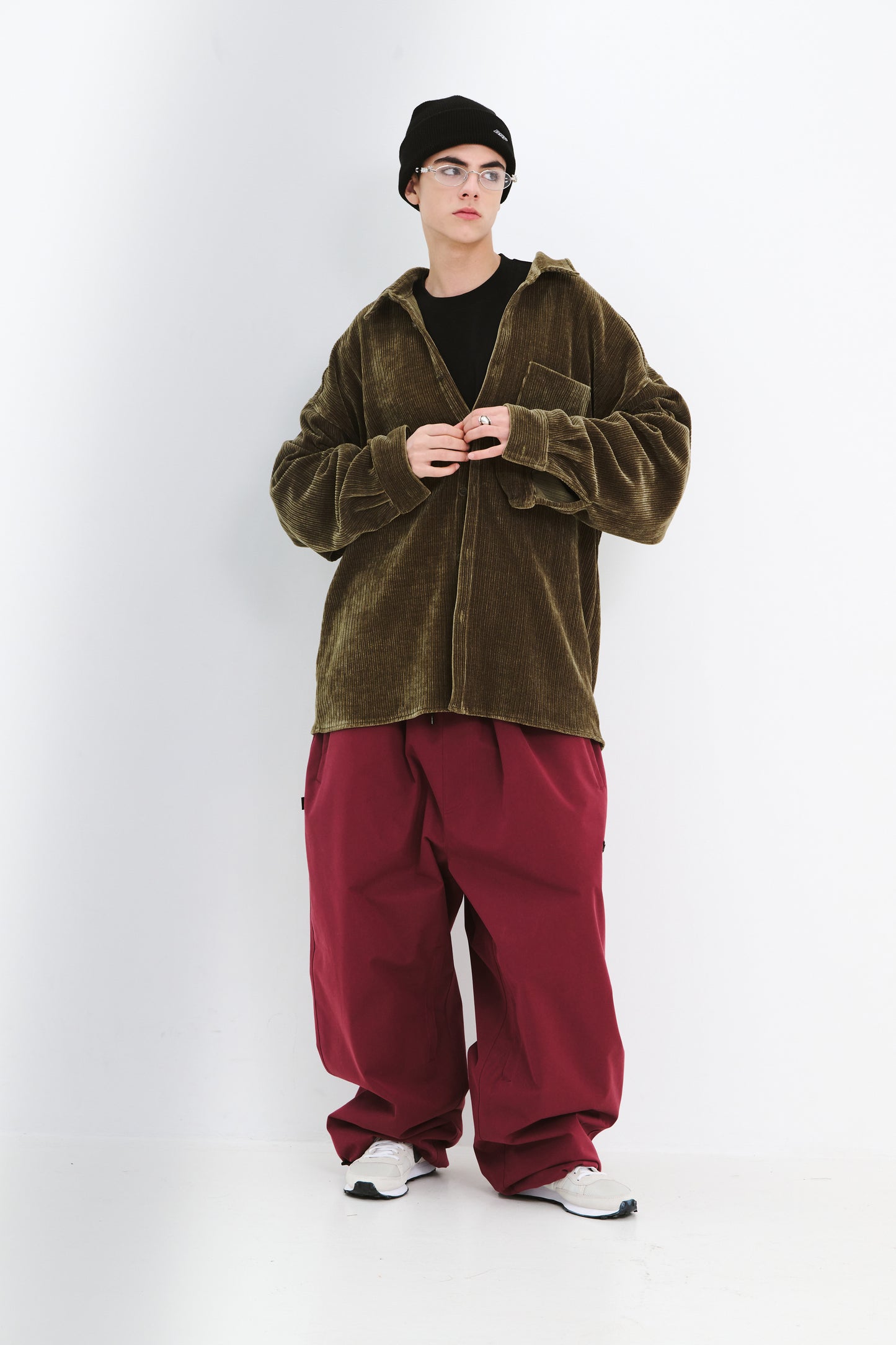 BSRABBIT LOGO COTTON SUPER WIDE VENTILATION PANTS BURGUNDY BSR2425FWPT046