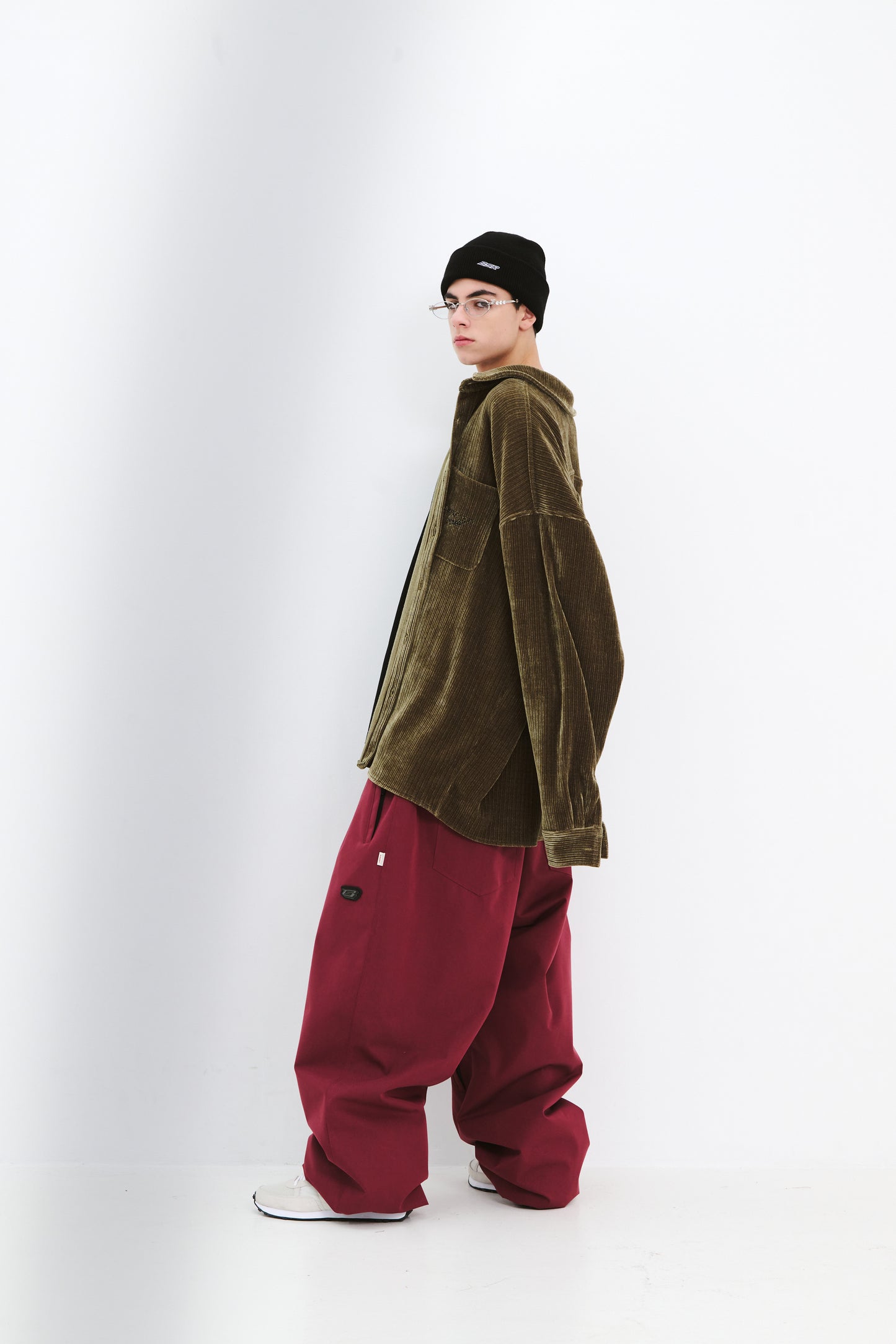 BSRABBIT LOGO COTTON SUPER WIDE VENTILATION PANTS BURGUNDY BSR2425FWPT046