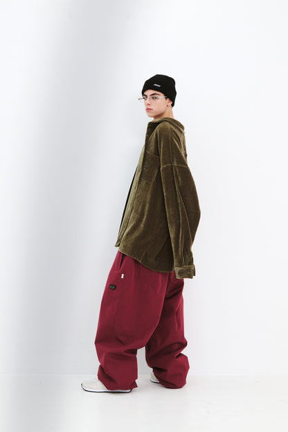BSRABBIT LOGO COTTON SUPER WIDE VENTILATION PANTS BURGUNDY BSR2425FWPT046