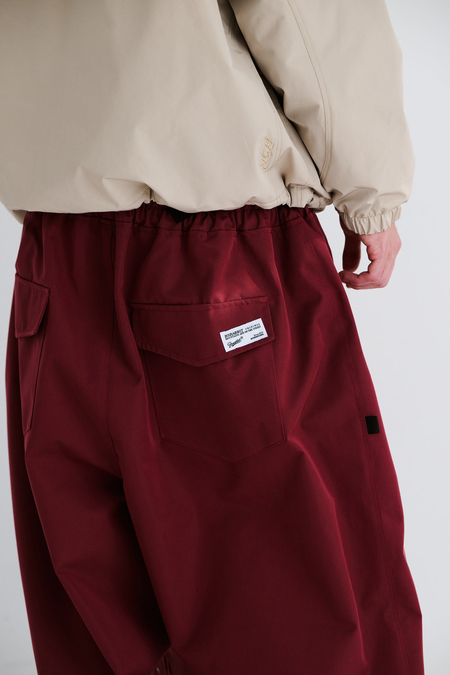 BSRABBIT LOGO COTTON SUPER WIDE VENTILATION PANTS BURGUNDY BSR2425FWPT046