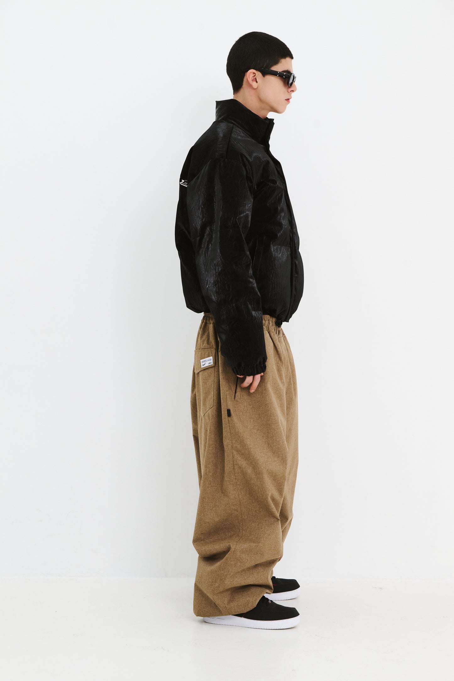 BSRABBIT LOGO HERRINGBONE SUPER WIDE VENTILATION PANTS BROWN BSR2425FWPT045