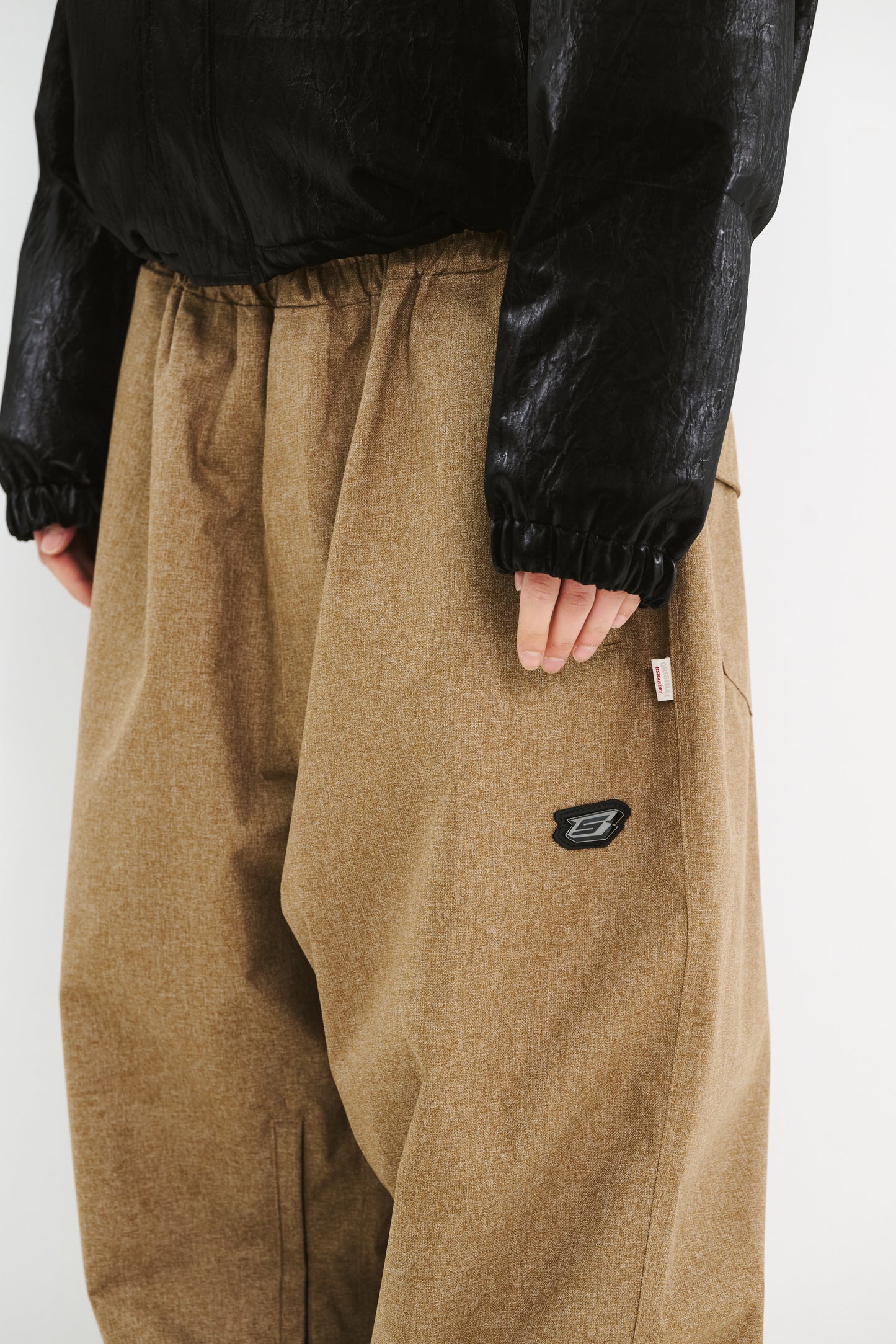 BSRABBIT LOGO HERRINGBONE SUPER WIDE VENTILATION PANTS BROWN BSR2425FWPT045