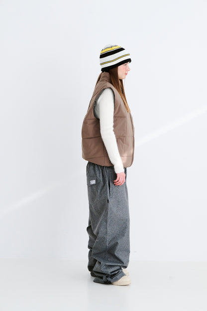 BSRABBIT LOGO HERRINGBONE SUPER WIDE VENTILATION PANTS CHARCOAL BSR2425FWPT044