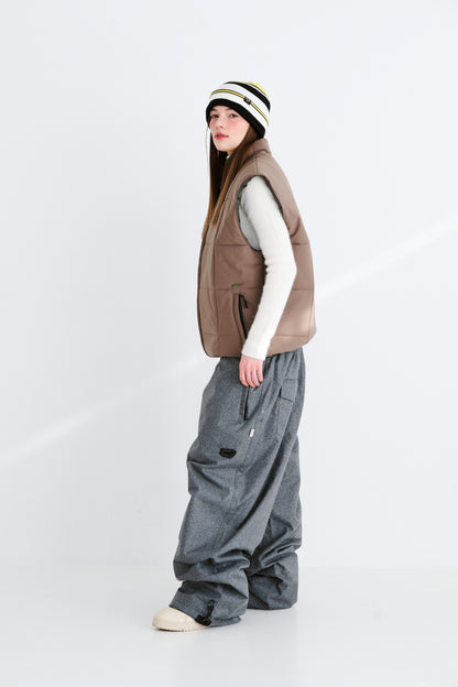 BSRABBIT LOGO HERRINGBONE SUPER WIDE VENTILATION PANTS CHARCOAL BSR2425FWPT044