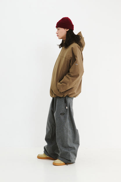BSRABBIT LOGO HERRINGBONE SUPER WIDE VENTILATION PANTS CHARCOAL BSR2425FWPT044