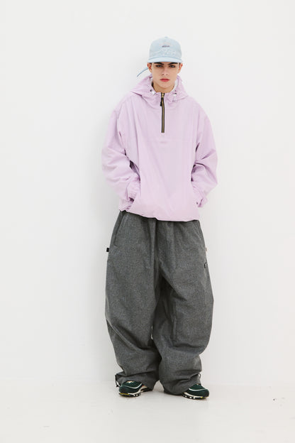 BSRABBIT LOGO HERRINGBONE SUPER WIDE VENTILATION PANTS CHARCOAL BSR2425FWPT044