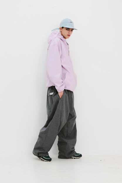 BSRABBIT LOGO HERRINGBONE SUPER WIDE VENTILATION PANTS CHARCOAL BSR2425FWPT044