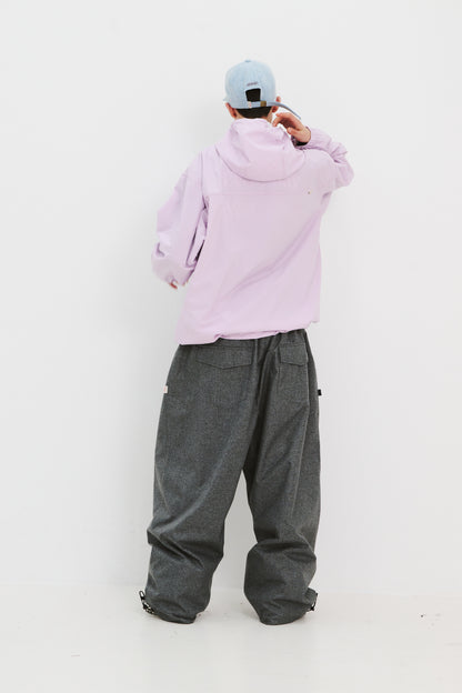 BSRABBIT LOGO HERRINGBONE SUPER WIDE VENTILATION PANTS CHARCOAL BSR2425FWPT044