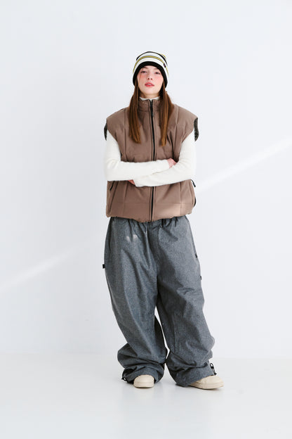 BSRABBIT LOGO HERRINGBONE SUPER WIDE VENTILATION PANTS CHARCOAL BSR2425FWPT044