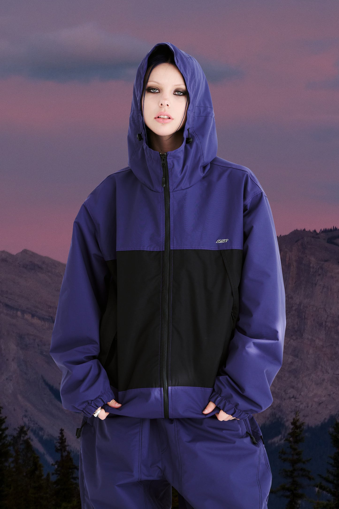 BSRABBIT MMM HF WINDBREAKER HOODED JACKET PURPLE BSR2425FWJK079