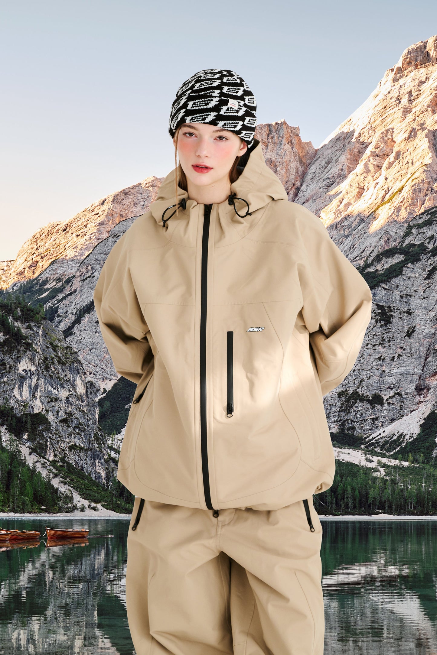 BSRABBIT MOUNTAIN HOODED 3L SEAM SEALING JACKET BEIGE BSR2425FWJK005