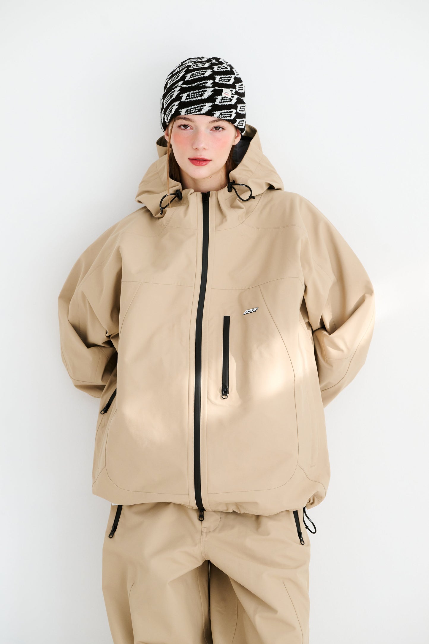 BSRABBIT MOUNTAIN HOODED 3L SEAM SEALING JACKET BEIGE BSR2425FWJK005