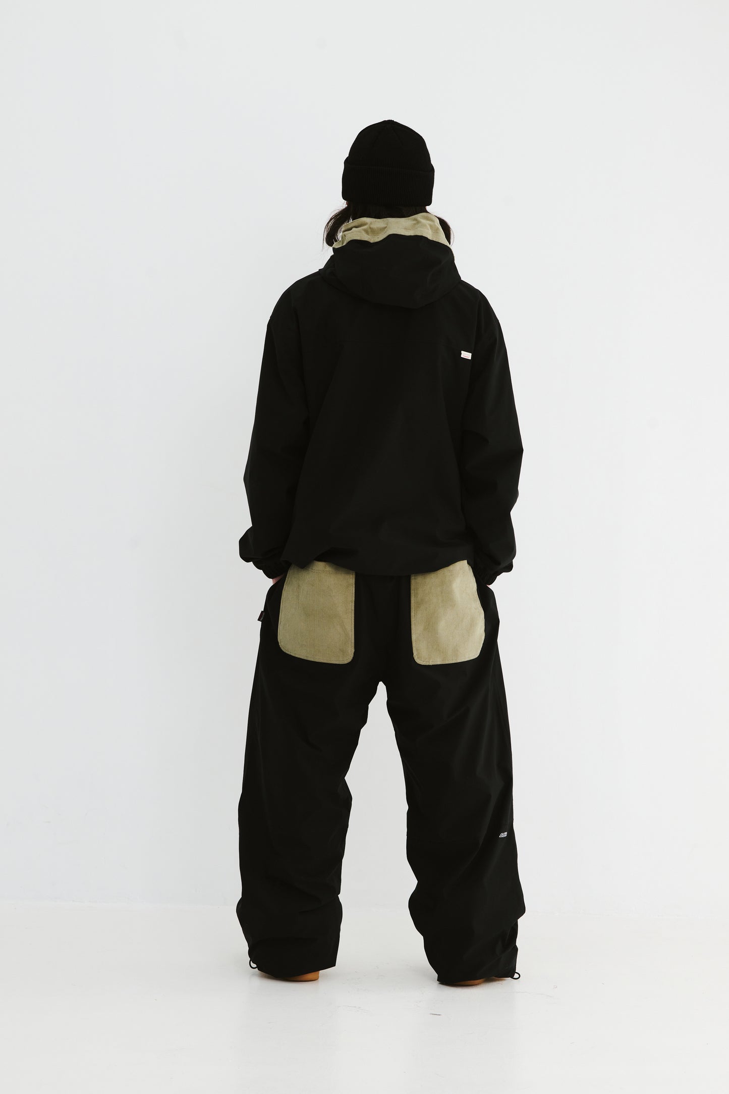 BSRABBIT OPEN 4 POCKET WIDE TRACK PANTS BLACK / CORDUROY BEIGE BSR2425FWPT091