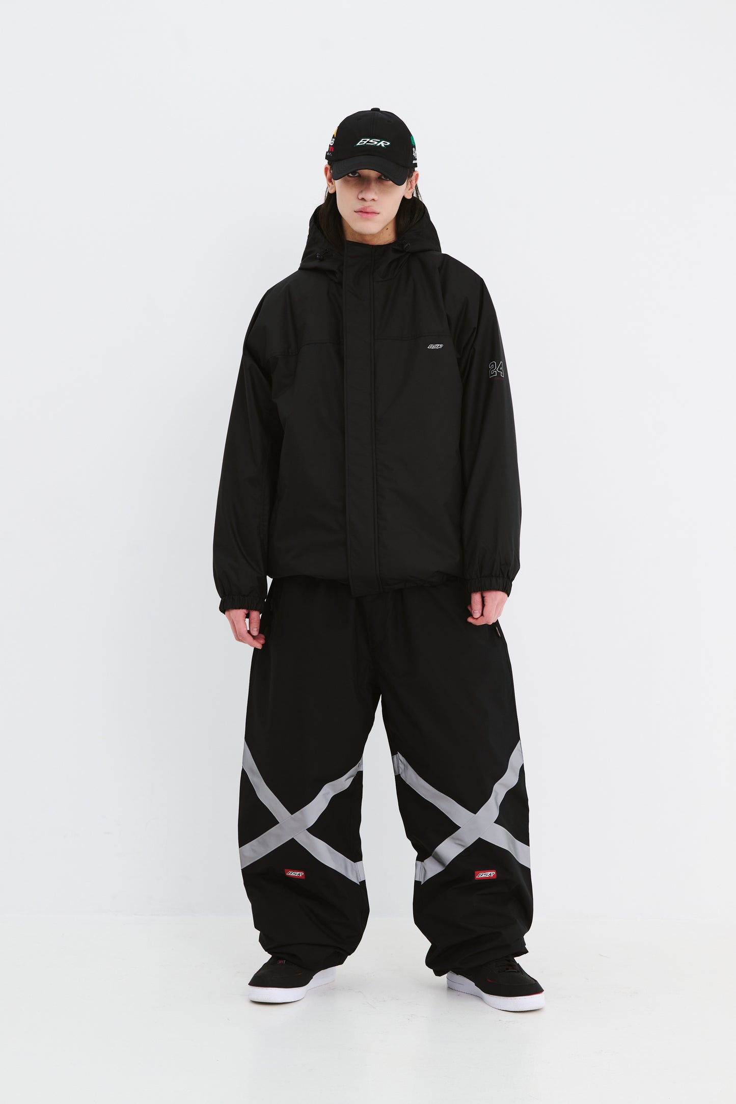 BSRABBIT ORIGINAL POT-X REFLECTIVE WIDE JOGGER PANTS BLACK BSR2425FWPT083