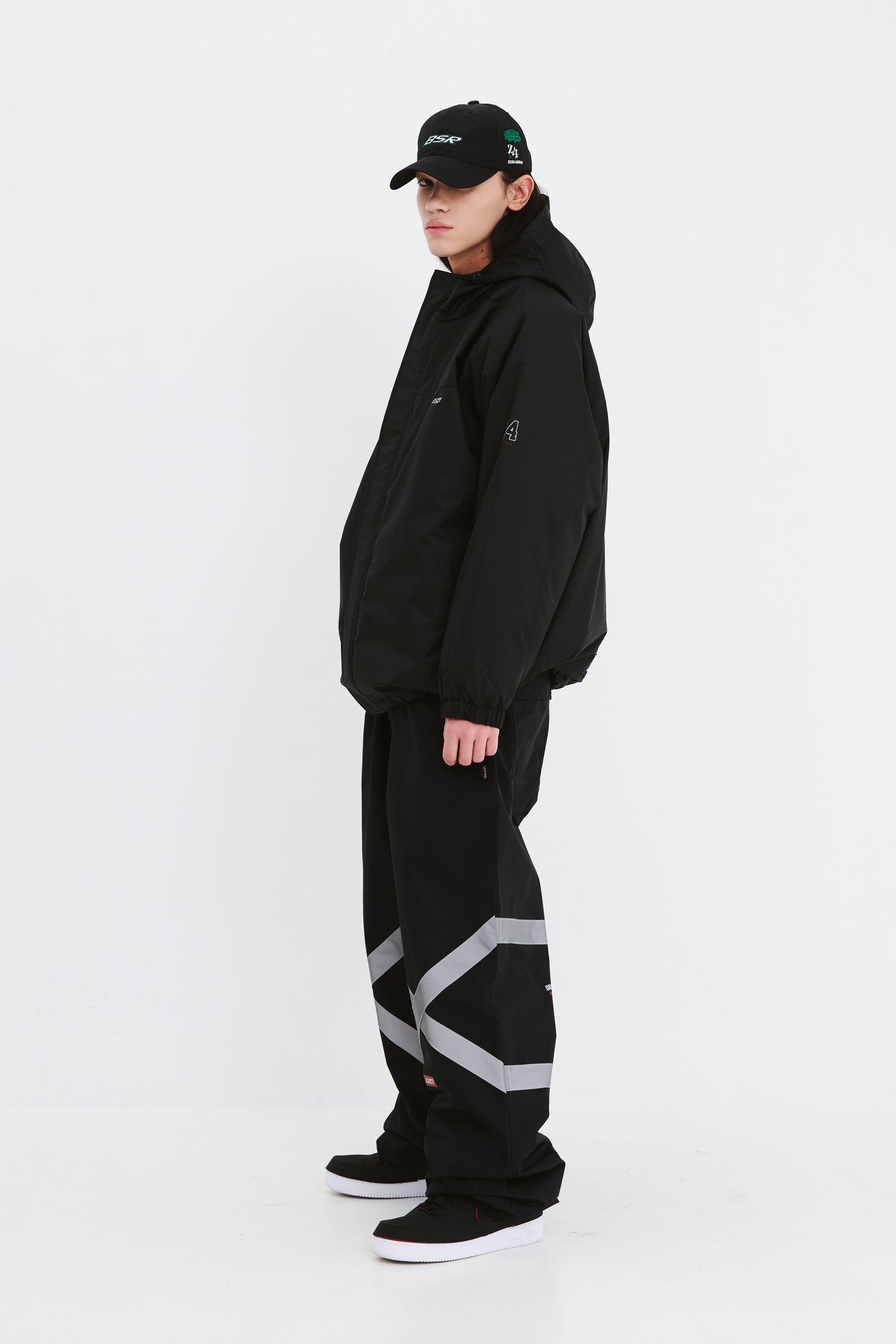 BSRABBIT ORIGINAL POT-X REFLECTIVE WIDE JOGGER PANTS BLACK BSR2425FWPT083