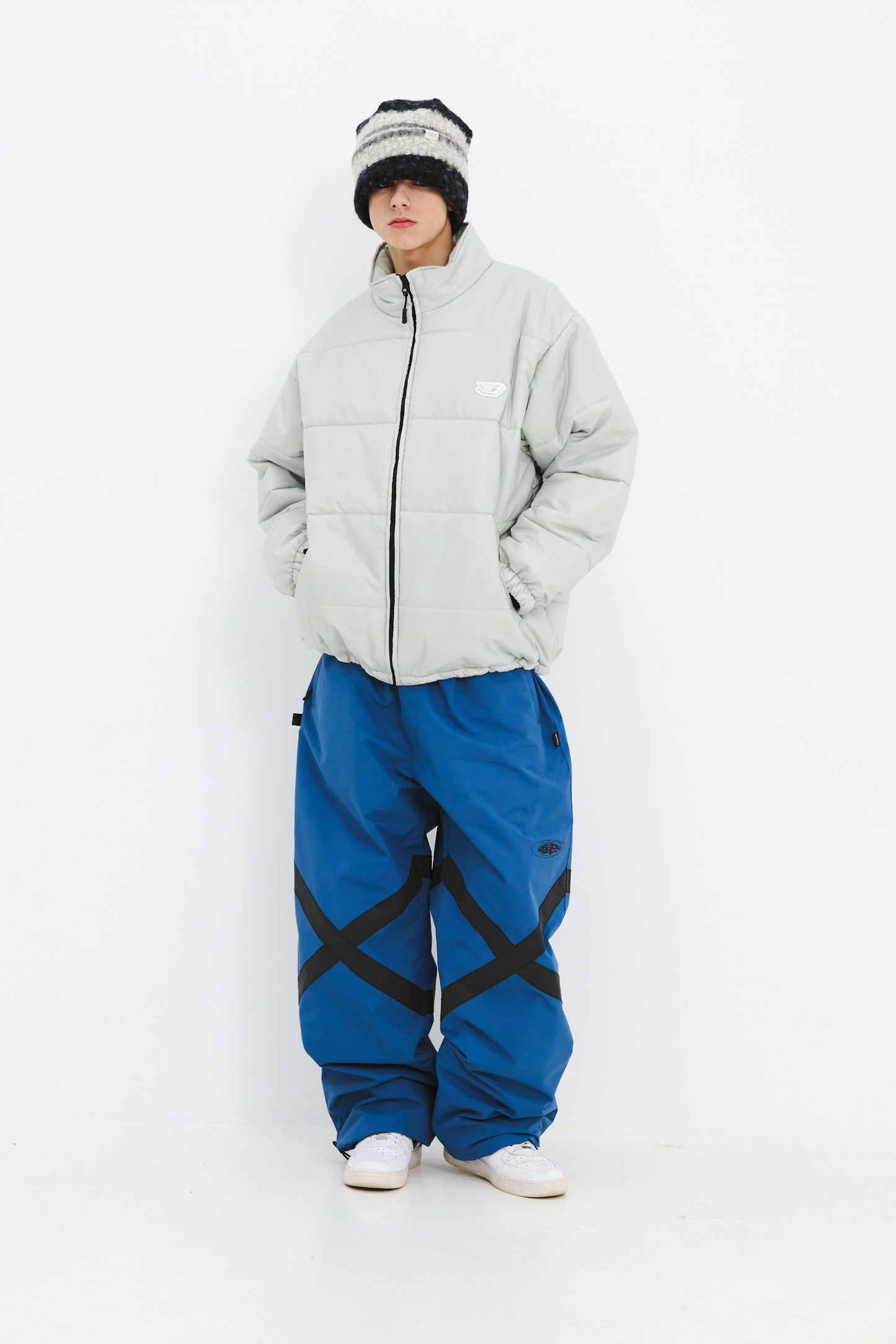 BSRABBIT ORIGINAL POT-X REFLECTIVE WIDE TRACK PANTS ASH BLUE BSR2425FWPT088