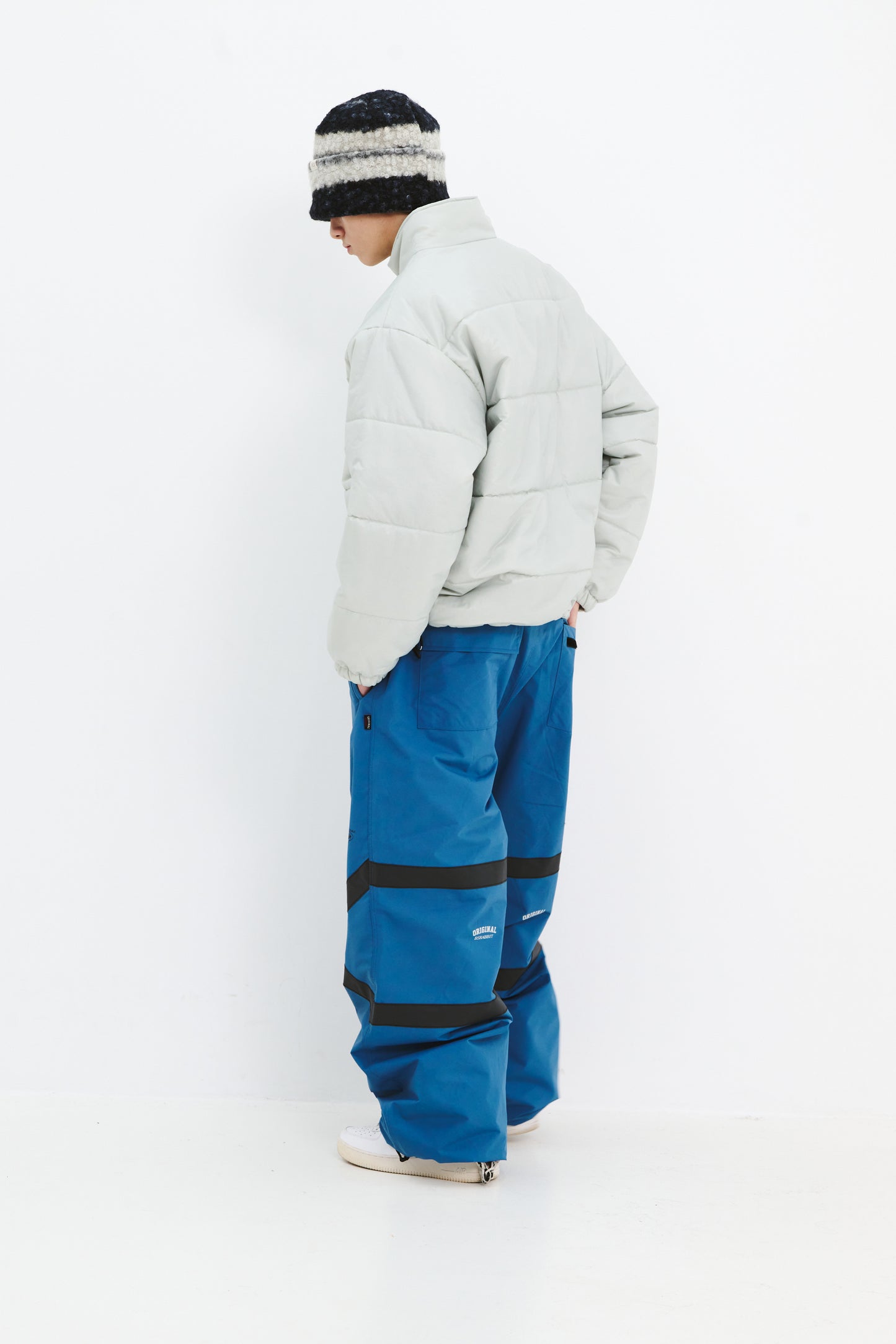 BSRABBIT ORIGINAL POT-X REFLECTIVE WIDE TRACK PANTS ASH BLUE BSR2425FWPT088