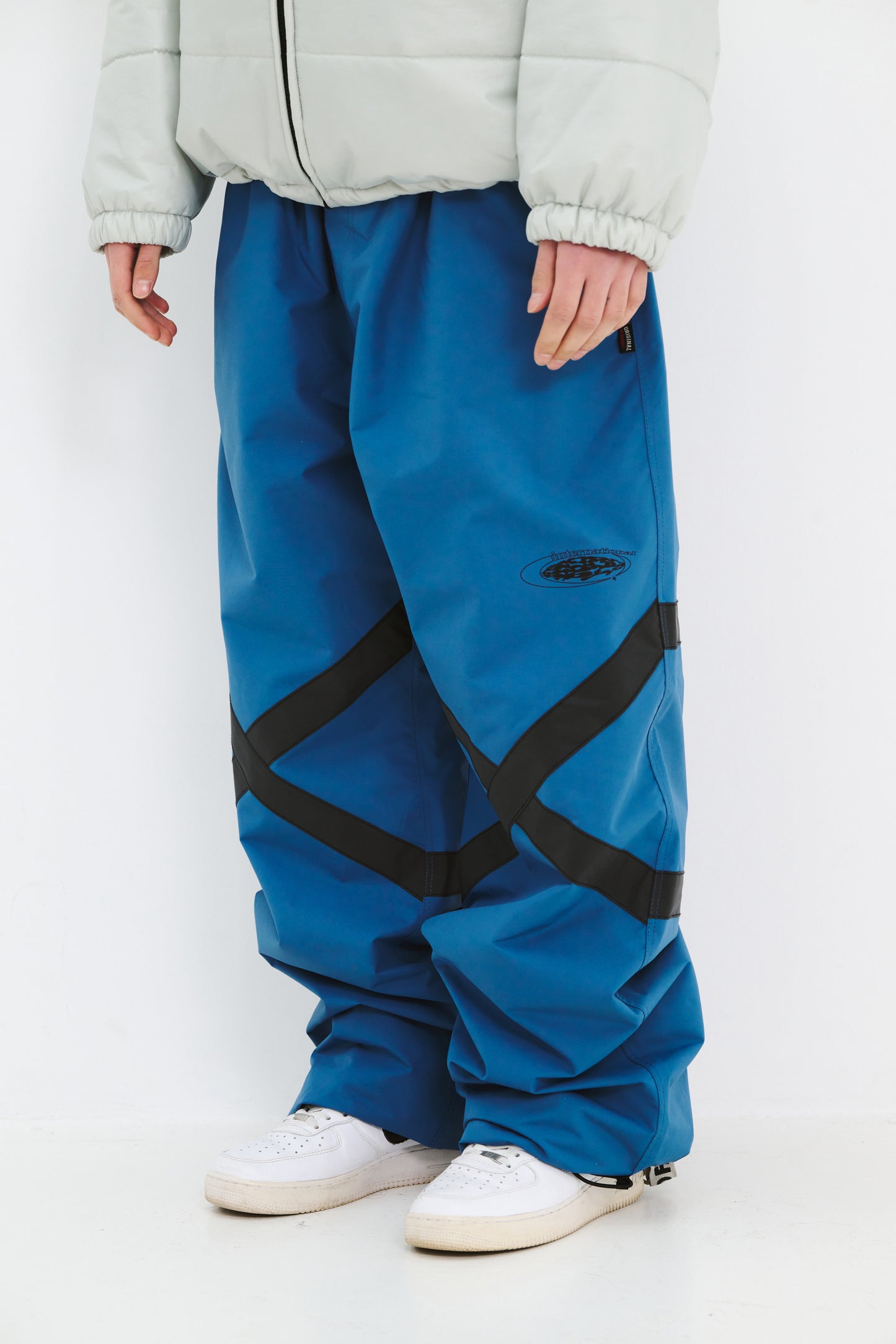 BSRABBIT ORIGINAL POT-X REFLECTIVE WIDE TRACK PANTS ASH BLUE BSR2425FWPT088