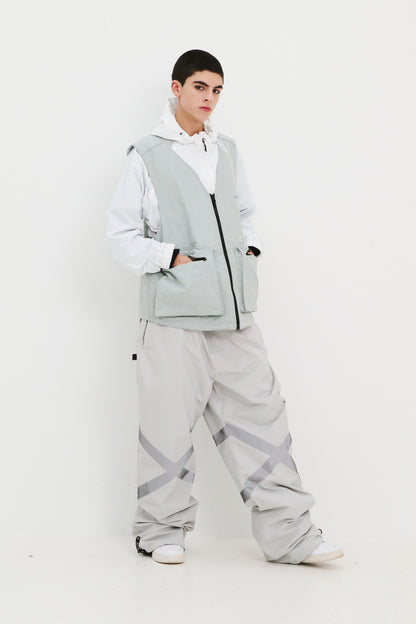 BSRABBIT ORIGINAL POT-X REFLECTIVE WIDE TRACK PANTS GRAY BSR2425FWPT087