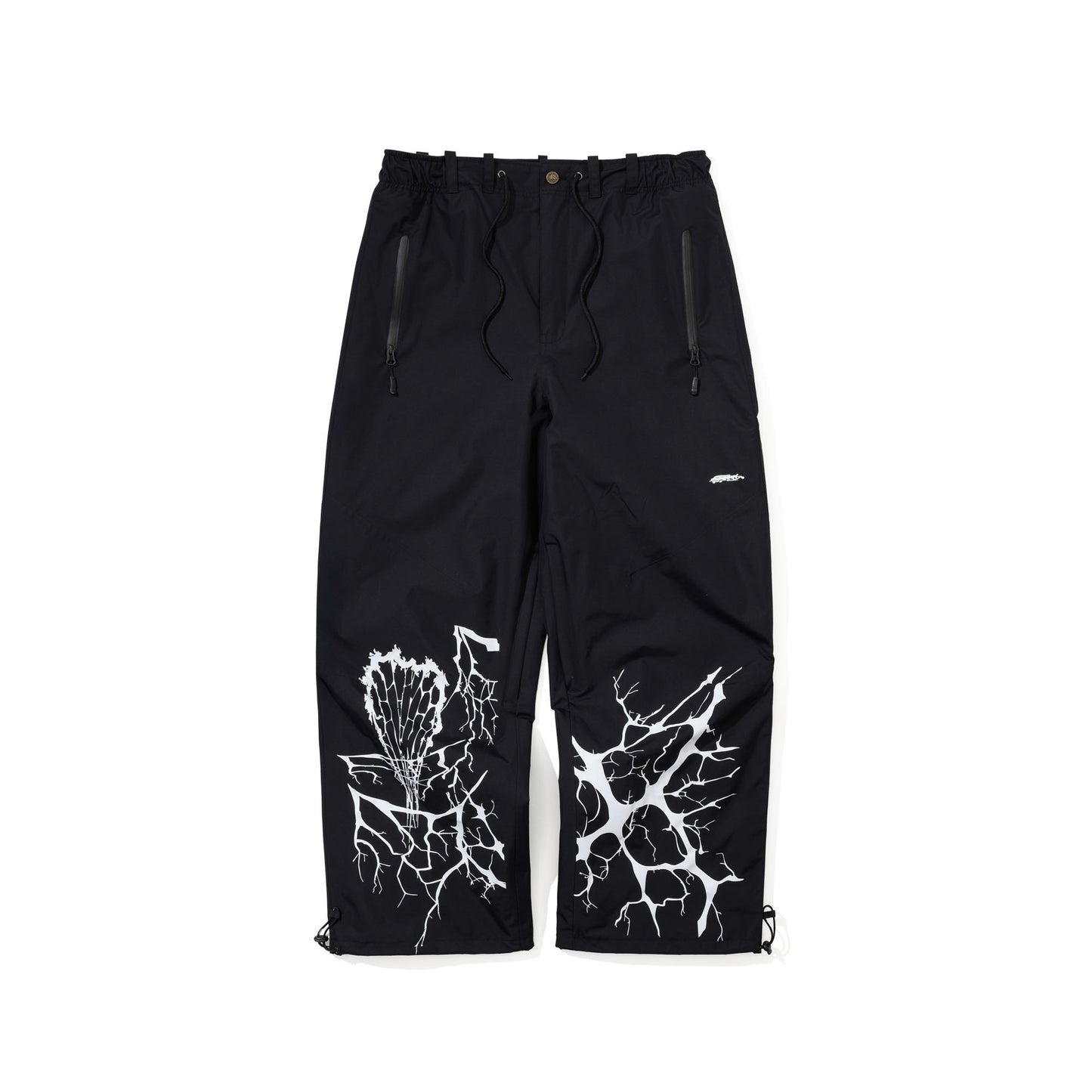 BSR2526FWPT001 SPECIAL SEAM SEALING WIDE VENTILATION PANTS INK SPLATTER BLACK