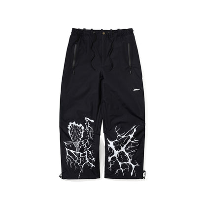 BSR2526FWPT001 SPECIAL SEAM SEALING WIDE VENTILATION PANTS INK SPLATTER BLACK