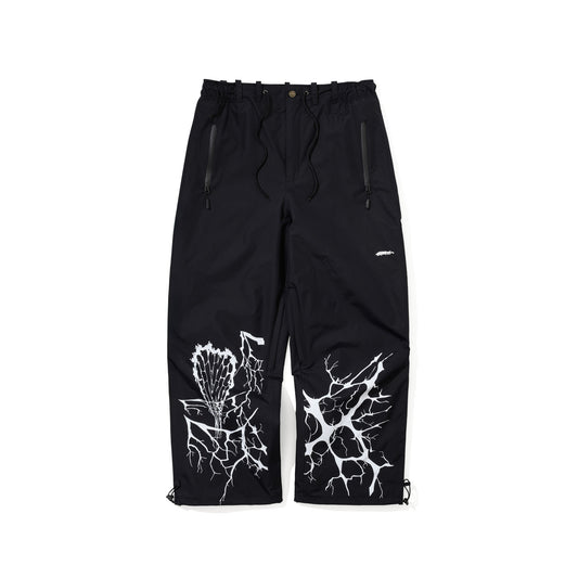 BSR2526FWPT001 SPECIAL SEAM SEALING WIDE VENTILATION PANTS INK SPLATTER BLACK