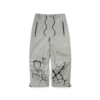 BSR2526FWPT002 SPECIAL SEAM SEALING WIDE VENTILATION PANTS INK SPLATTER GRAY