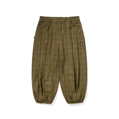 BSR2526FWPT011 DSXBS CLASSIC WOOL NEW SUPER WIDE VENTILATION JOGGER PANTS KHAKI CHECK